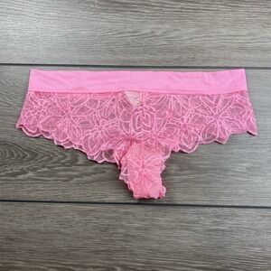 Victoria's Secret PINK Womens Lace Extra Low Rise Cheekster Underwear Pink L New